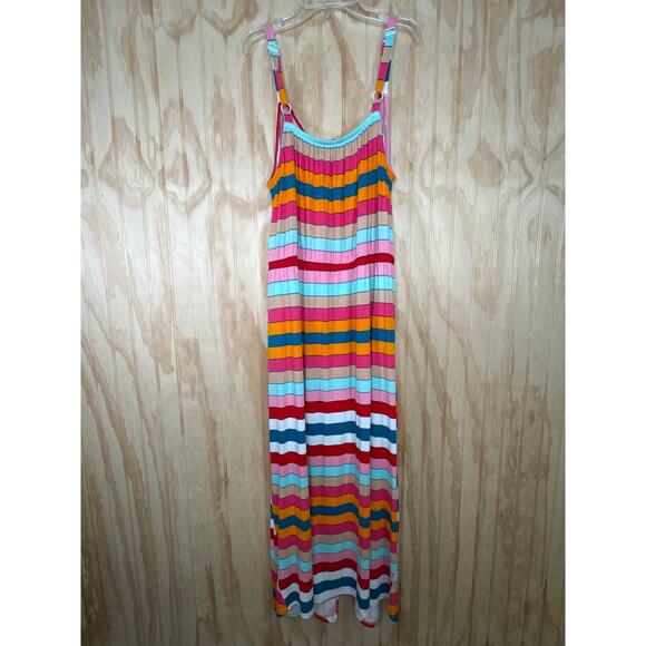 Lane Bryant Chevron Multicolor Rainbow Maxi Dress 18/20 Tie Front Knot Tie - Picture 3 of 9